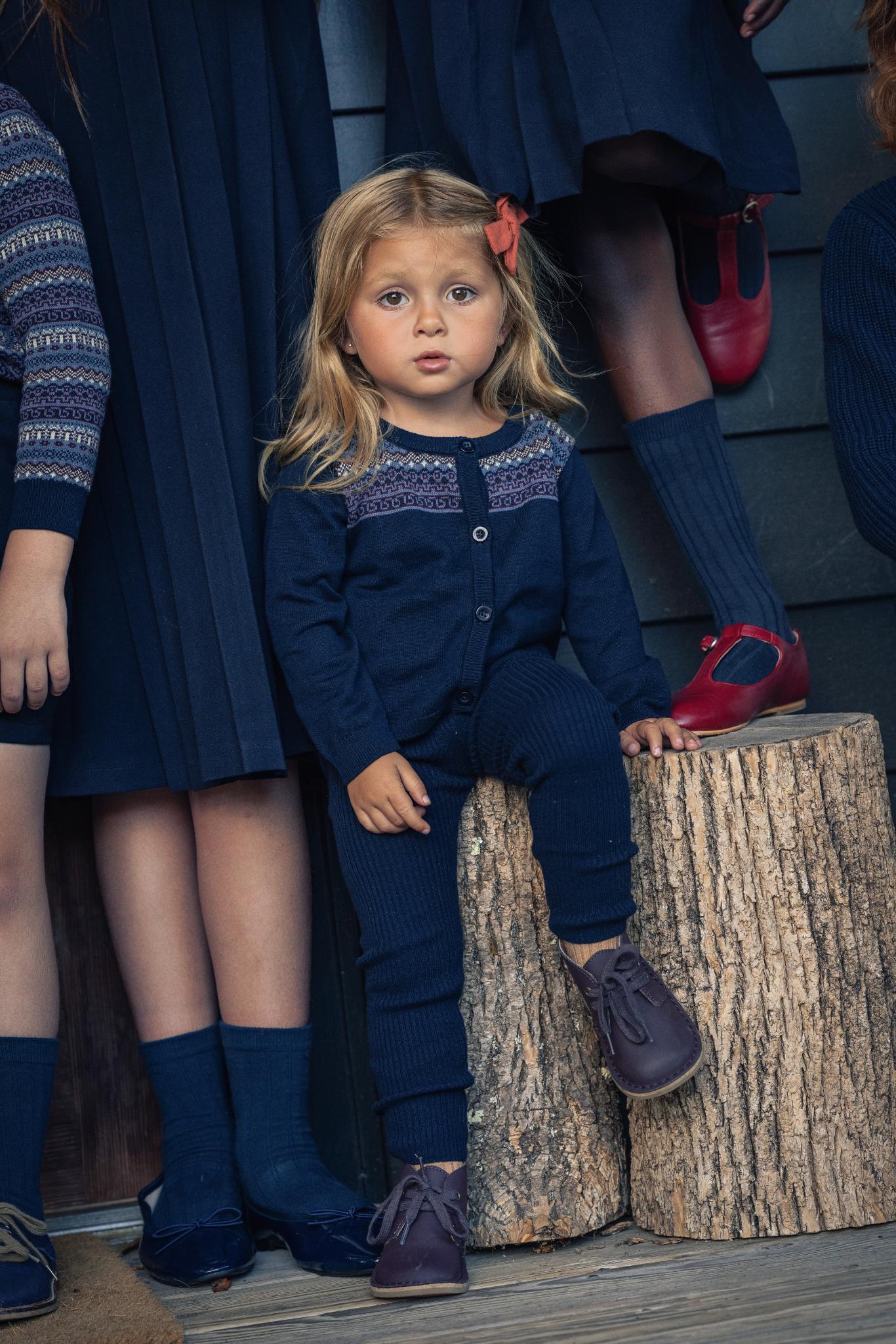 set knit fair isle cropped cardigan and overalls