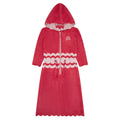 bathrobe scalloped detail terry half zip with hood