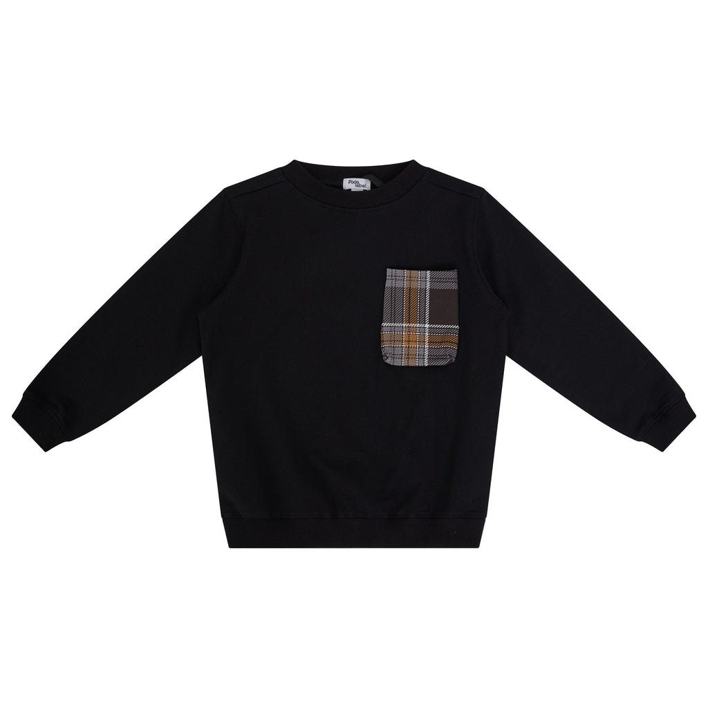 top l/s plaid pocket sweatshirt