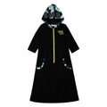 bathrobe postcard color trim half zip terry with hood