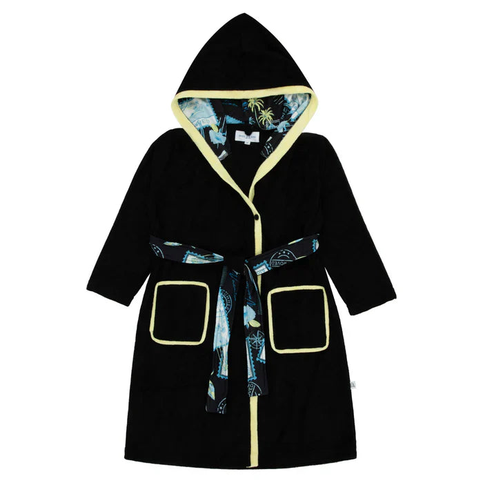 bathrobe postcard color trim terry tie with hood