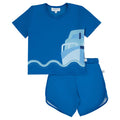 swim set scalloped detail boat tee and shorts
