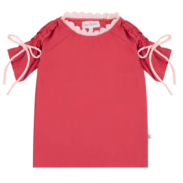 swim tee scalloped detail drawstring