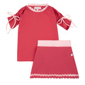 cover up 2 pc scalloped detail tee and skirt
