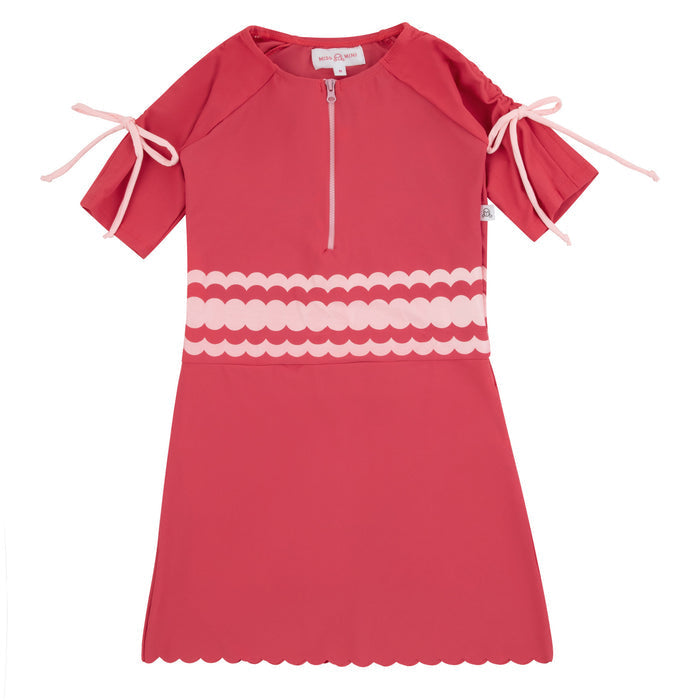 swimdress scalloped detail half zip