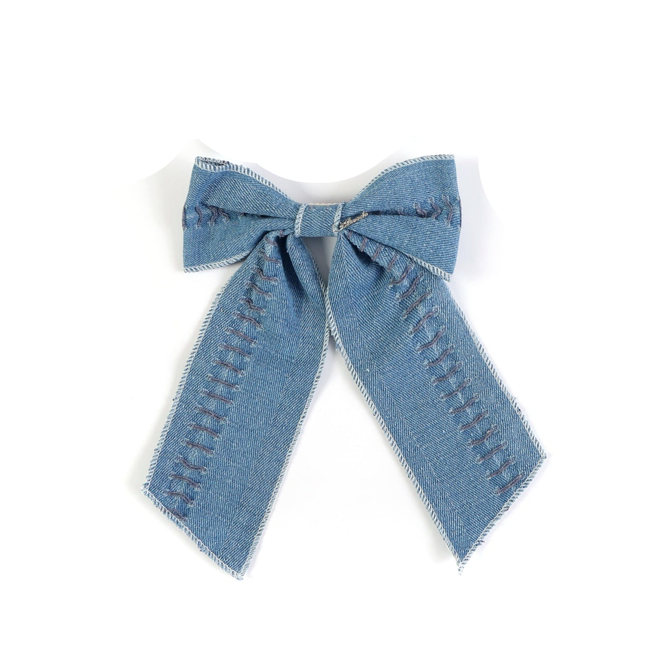 clip stitch denim bow
