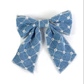 clip flower denim bow