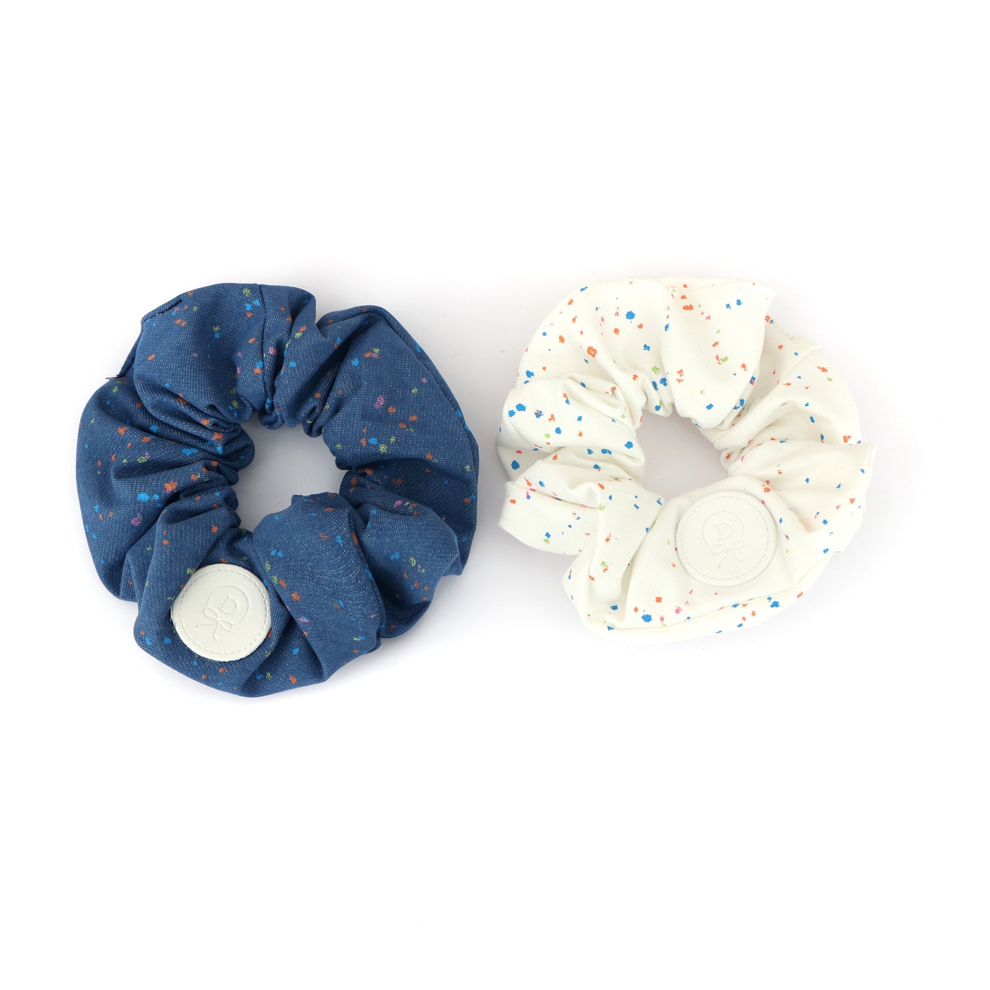 pony scrunchie denim speckled