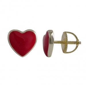 earring heart enamel screw back