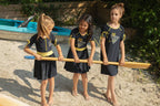 swimdress postcard color contrast half zip