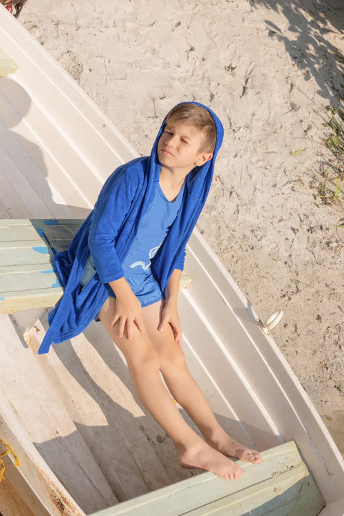 bathrobe contrast pockets terry tie with hood