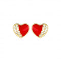 earring heart cz enamel stud