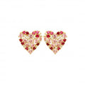 earring heart multi stone stud