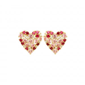 earring heart multi stone stud