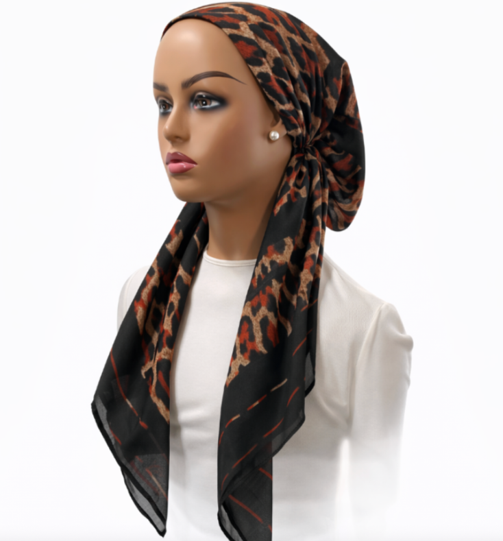 headscarf closed leopard luxe