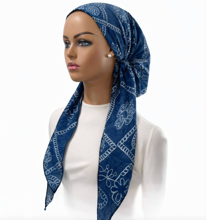 headscarf open embroidered botanica