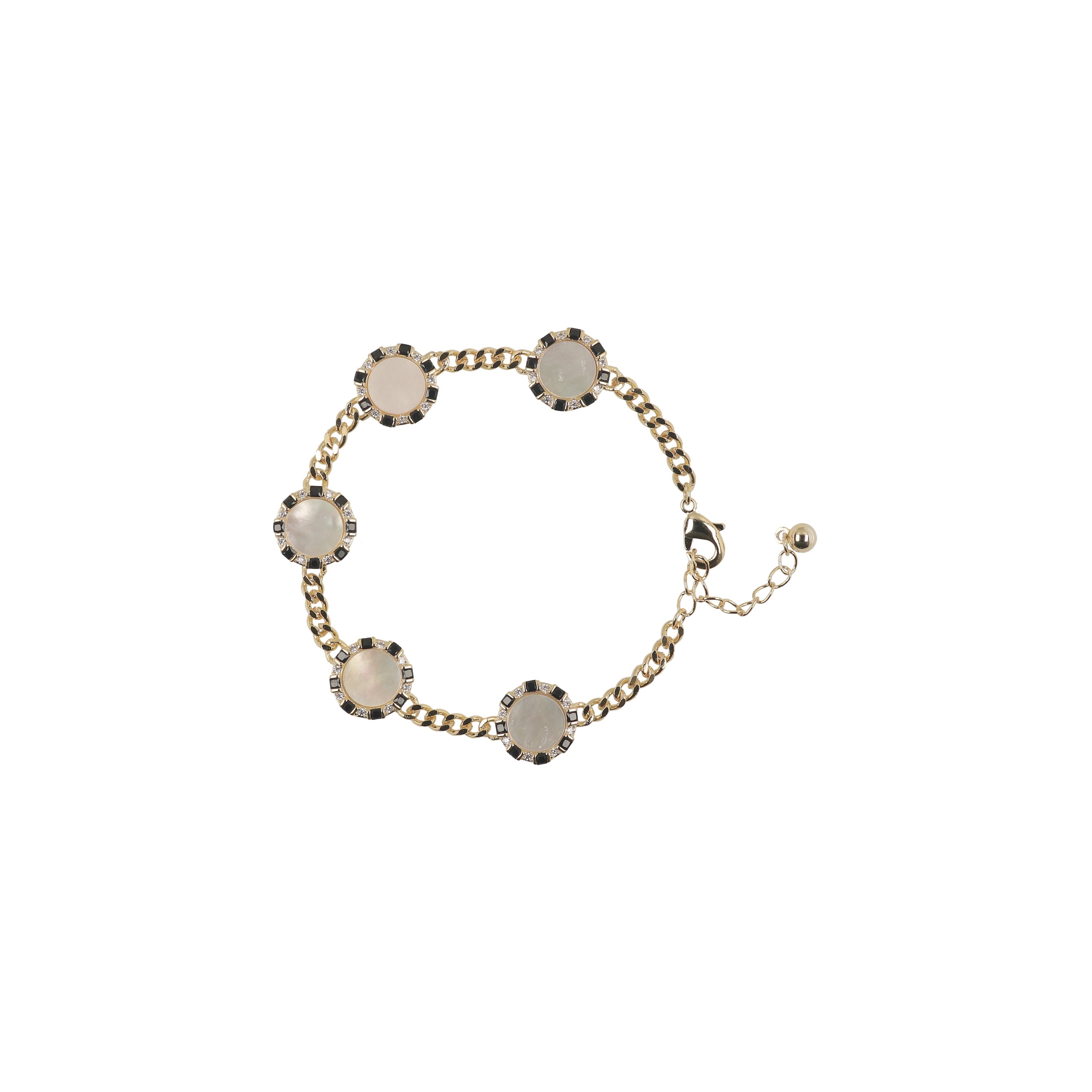 bracelet cz baguette edge mother of pearl