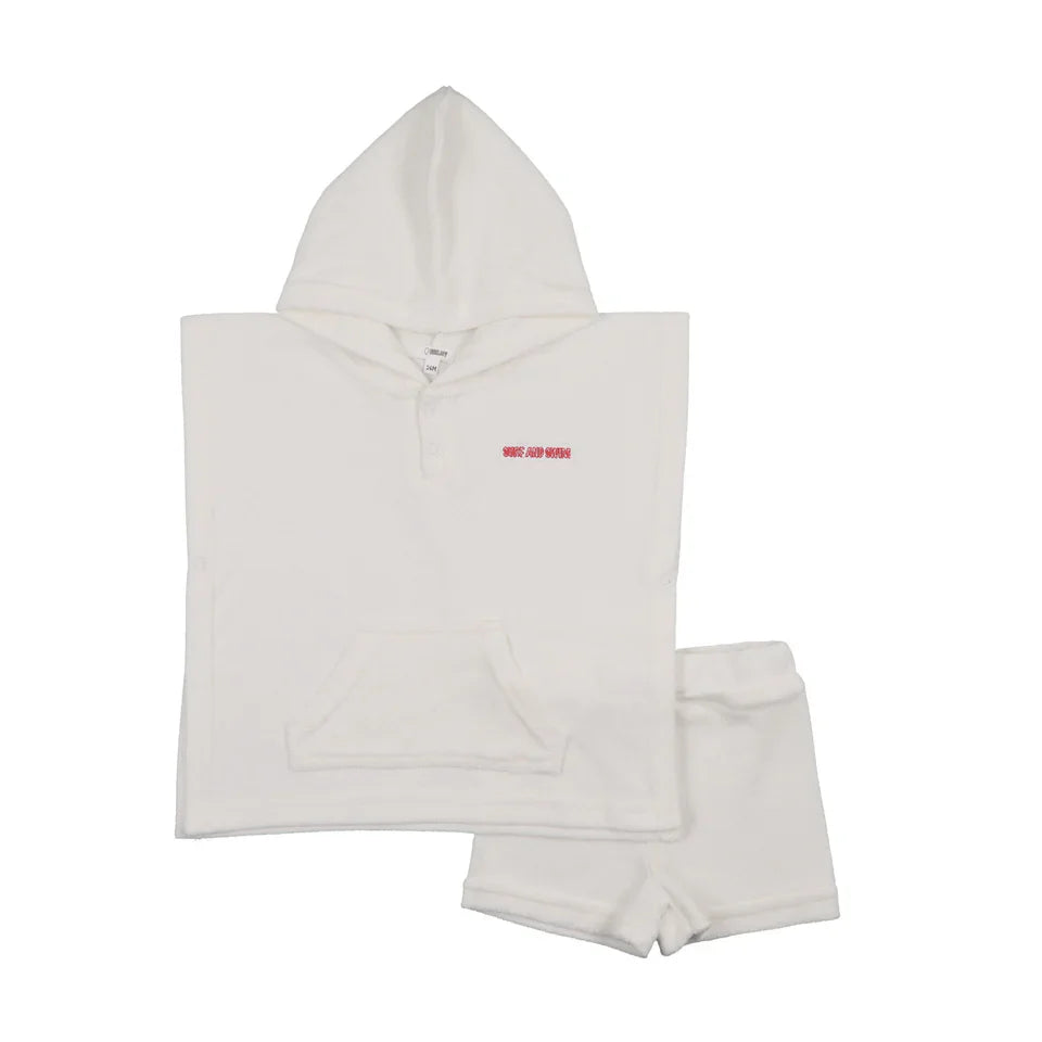 bathrobe terry hooded poncho and shorts