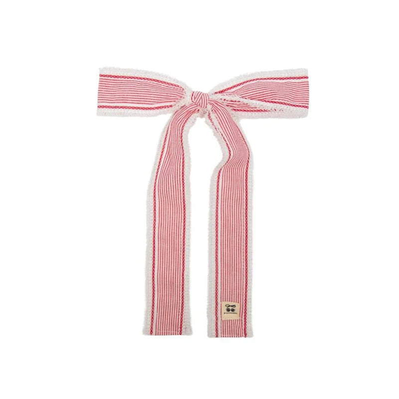clip pin stripe and gingham with edge long bow