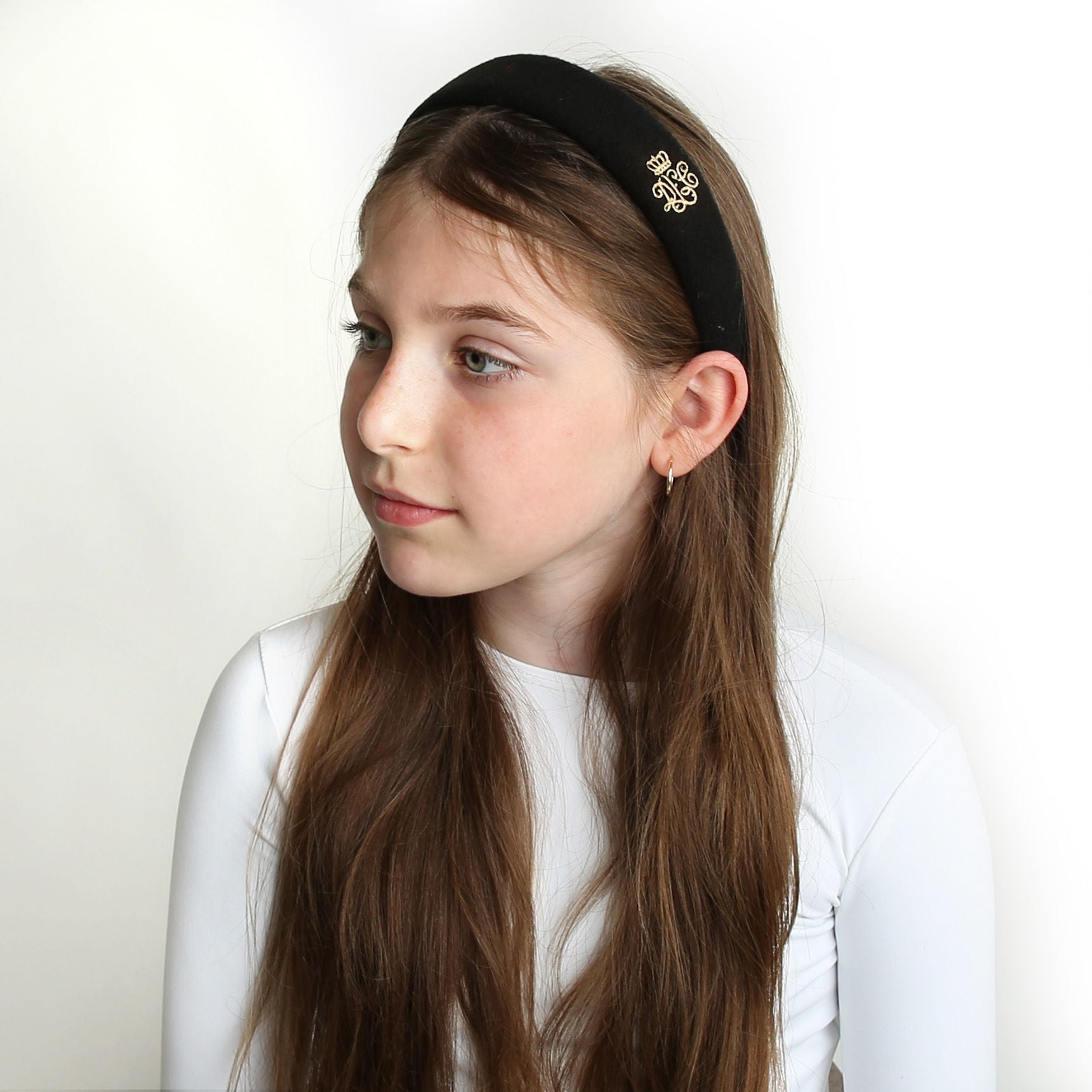headband embroidered crown logo padded