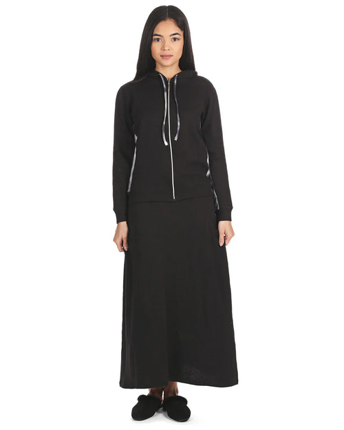 bathrobe 2 pc french terry zip up hoodie and skirt