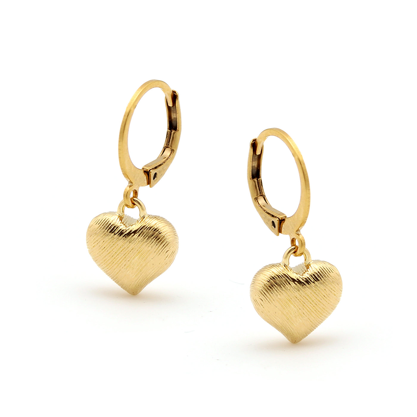 earring twisted u loop puffed heart