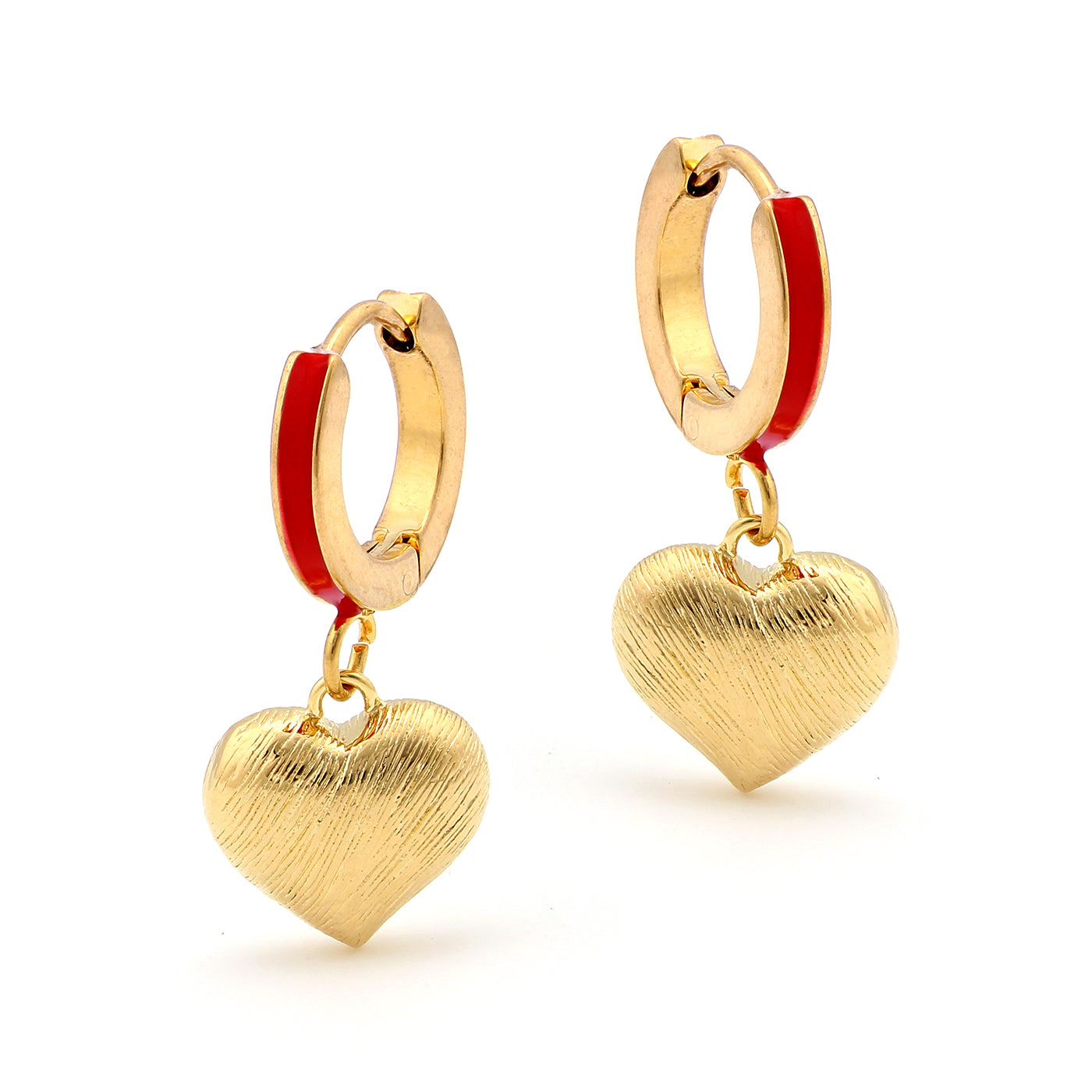 earring twisted u loop puffed heart