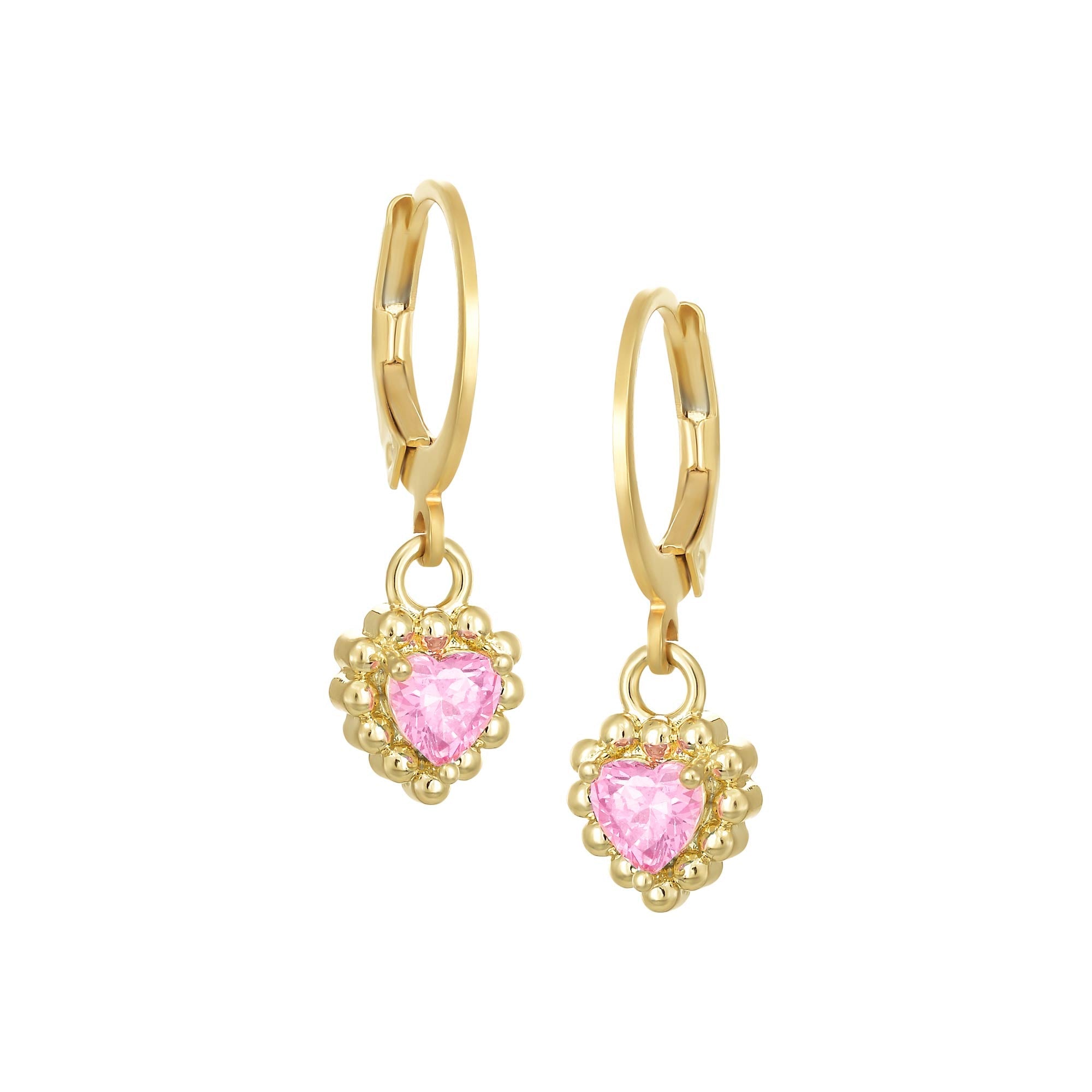 earring leverback tiny dotted rim heart