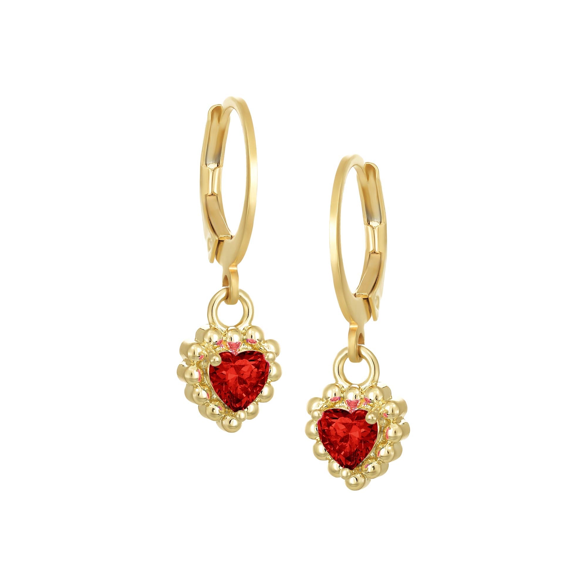earring leverback tiny dotted rim heart