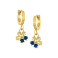 earring huggie two stone mini flower