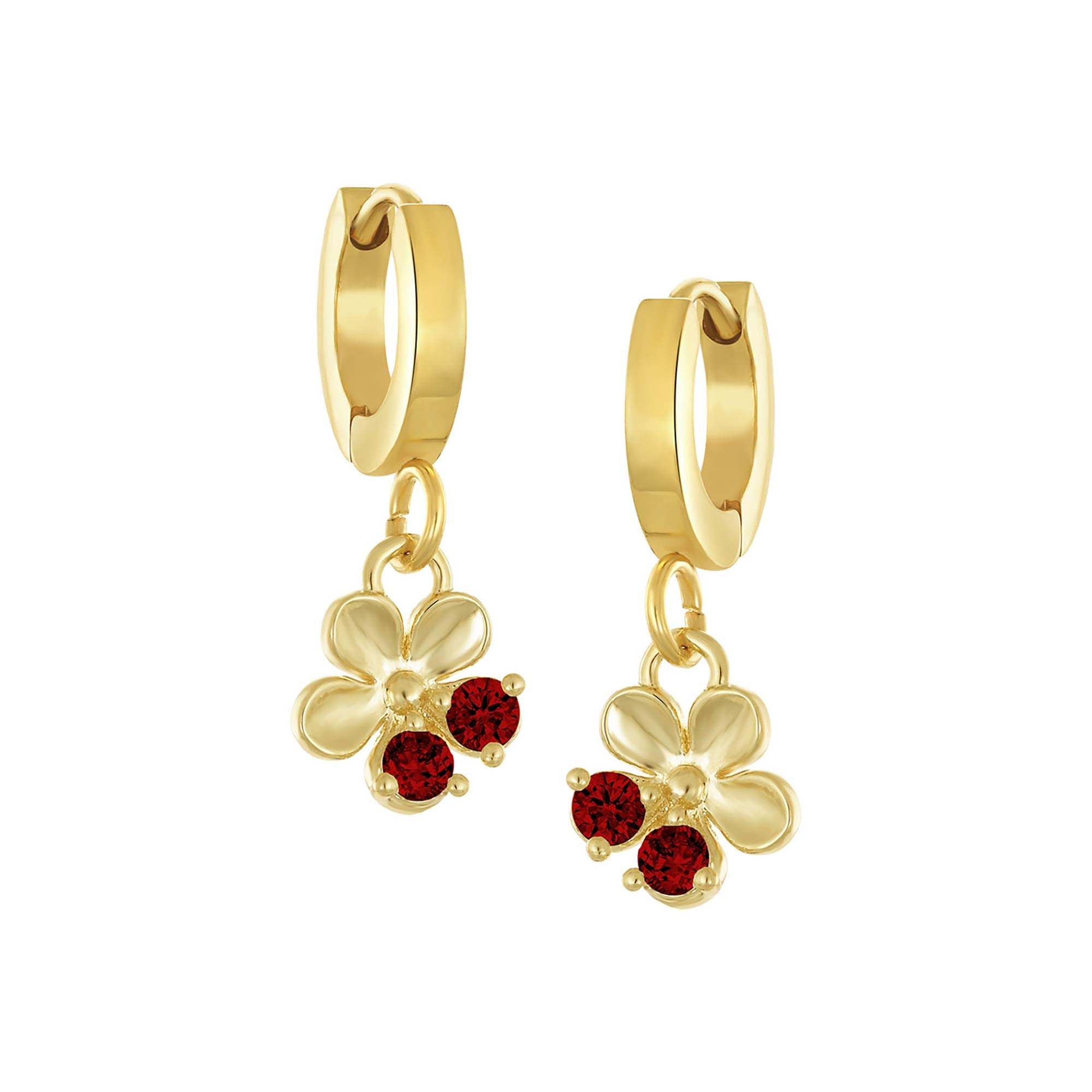 earring huggie two stone mini flower