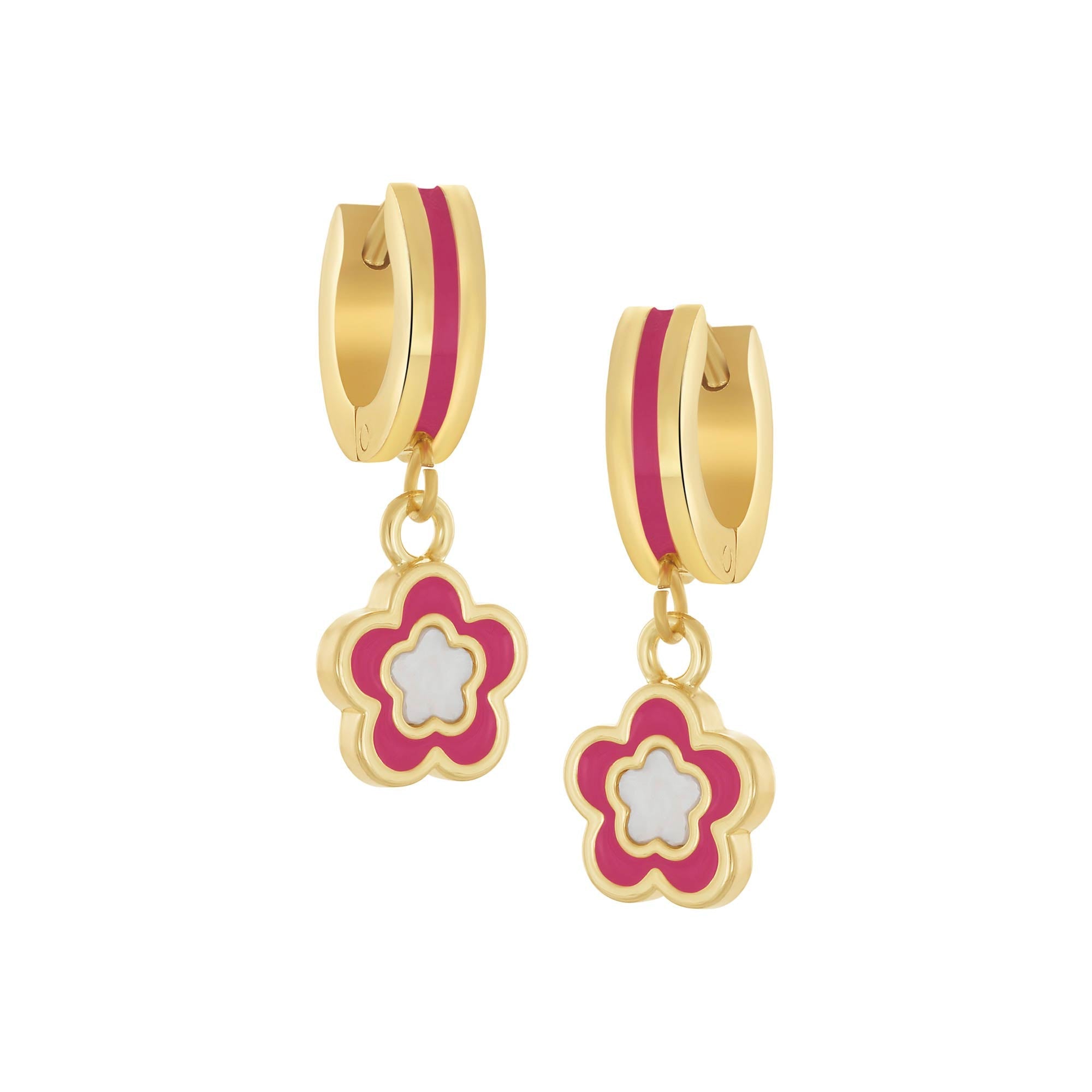 earring huggie mop enamel flower