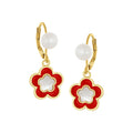 earring huggie mop enamel flower