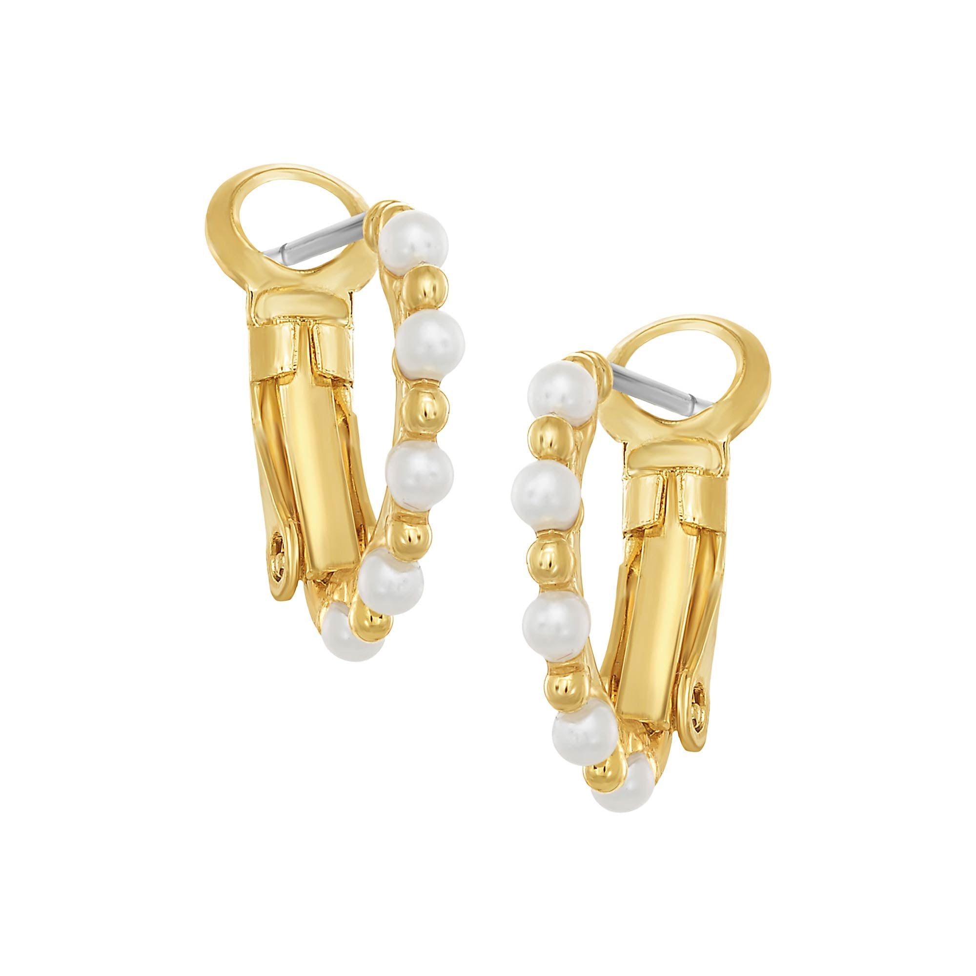 earring huggie pearl & gold