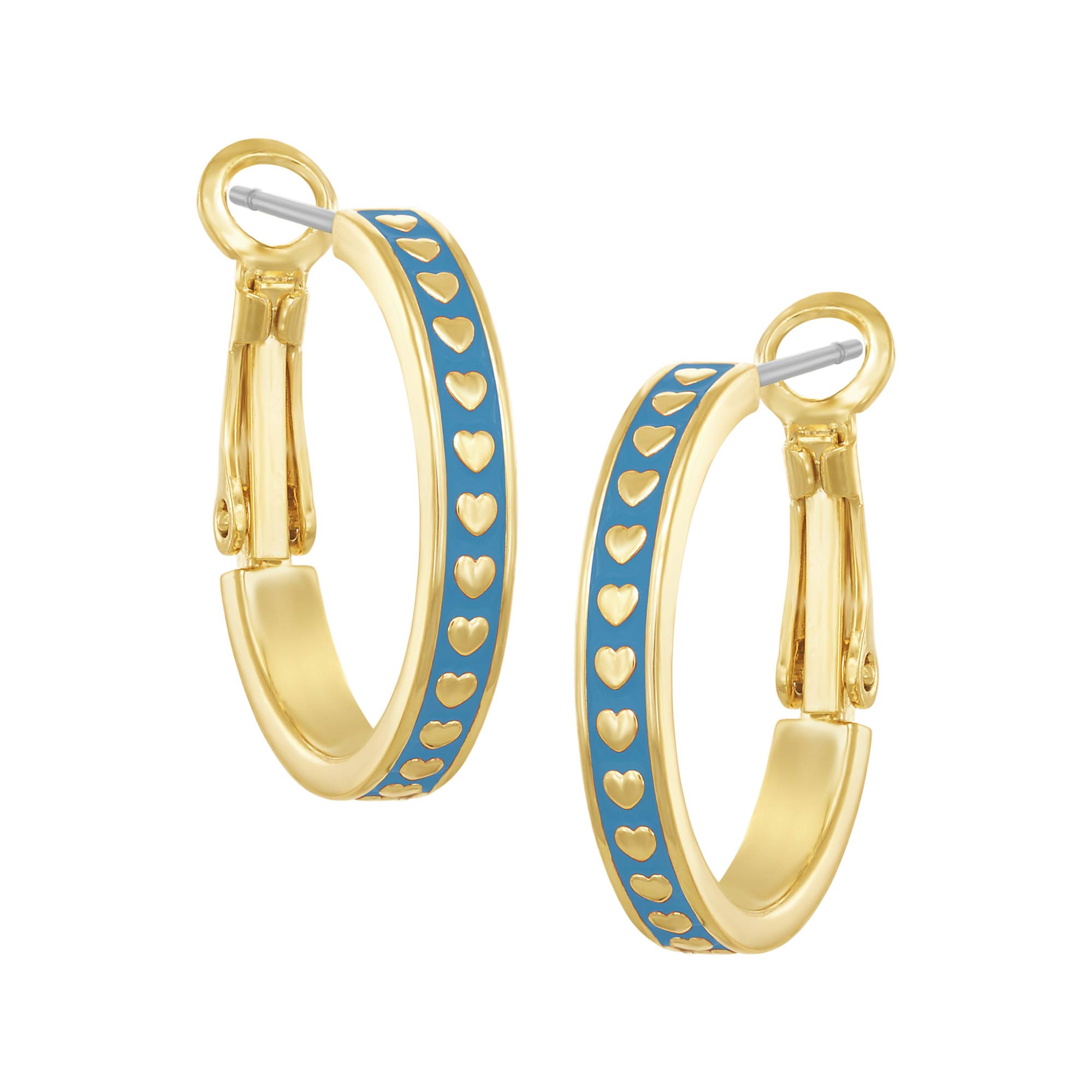 earring huggie gold hearts on enamel