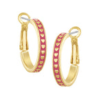 earring huggie gold hearts on enamel