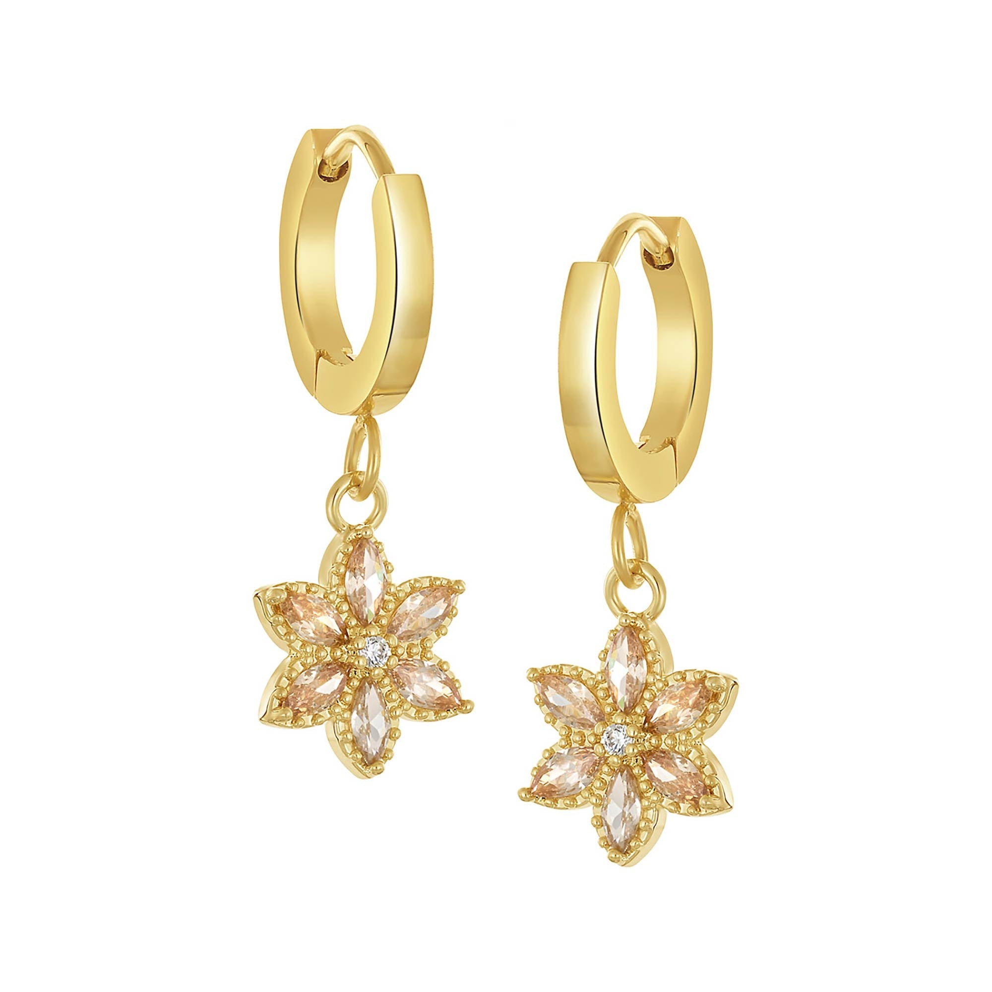 earring leverback pointy stones flower