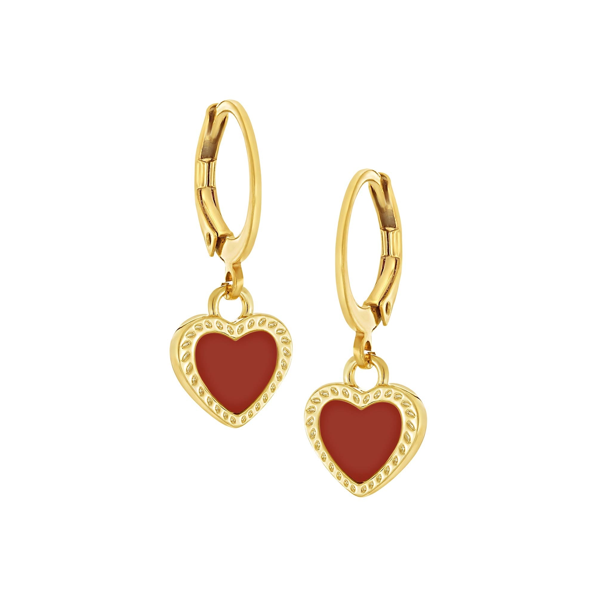 earring grooved frame heart plain loop