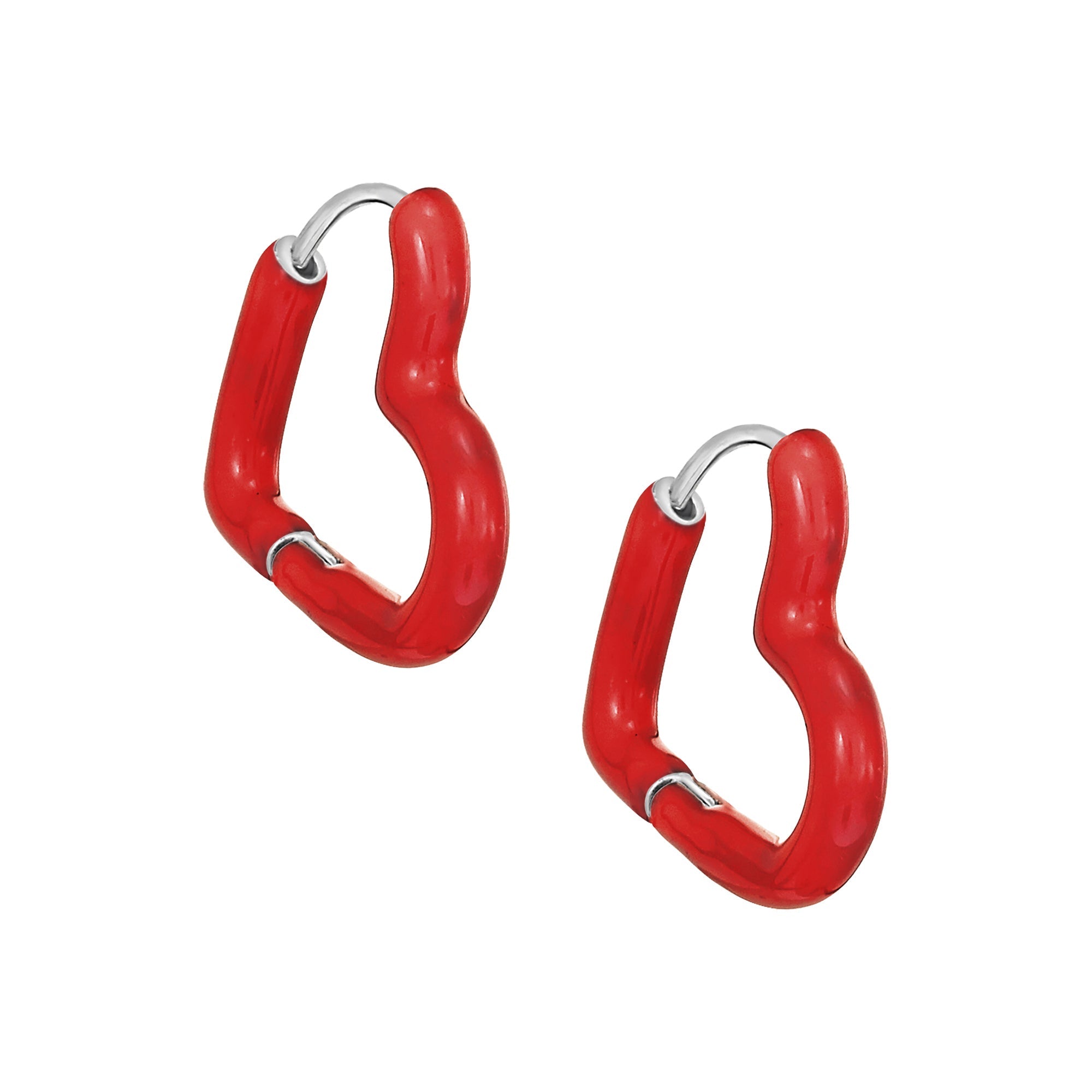 earring huggie heart shaped enamel