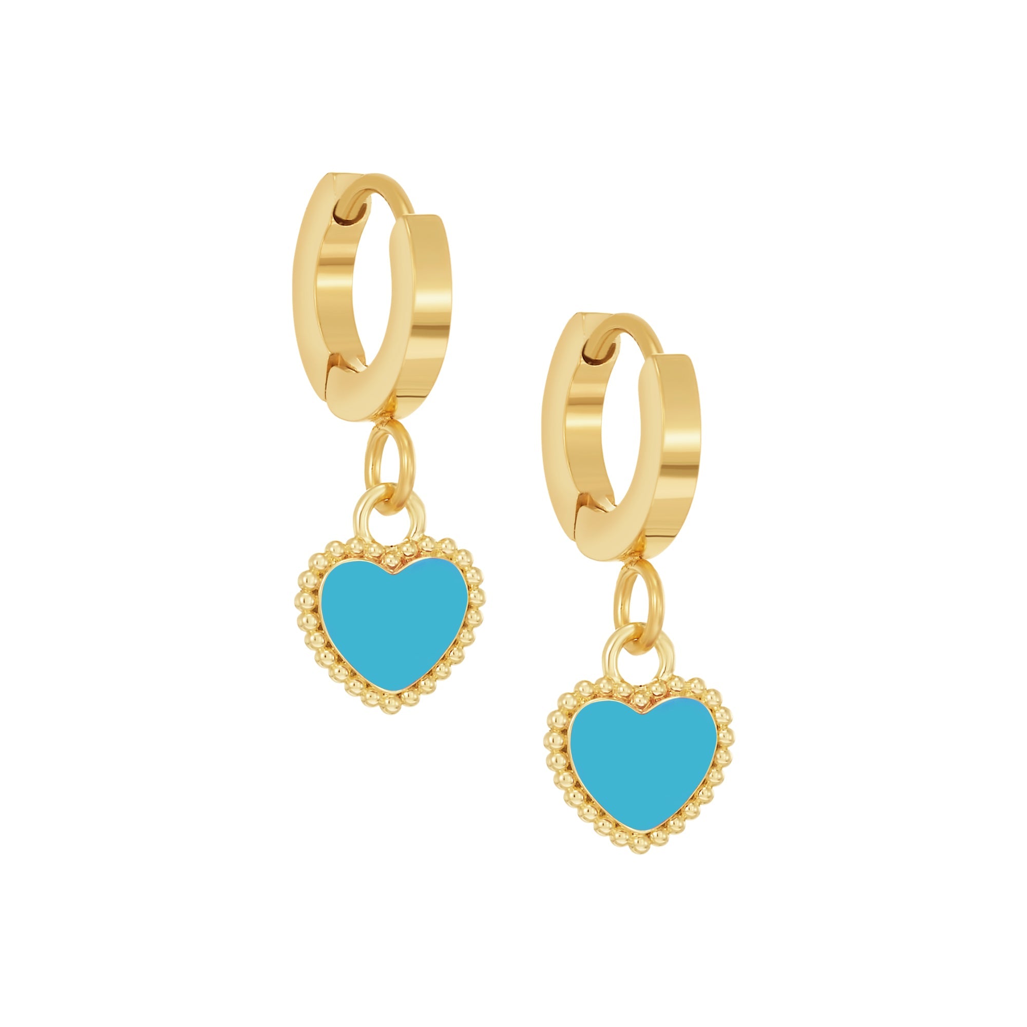 earring plain loop enamel puffed heart