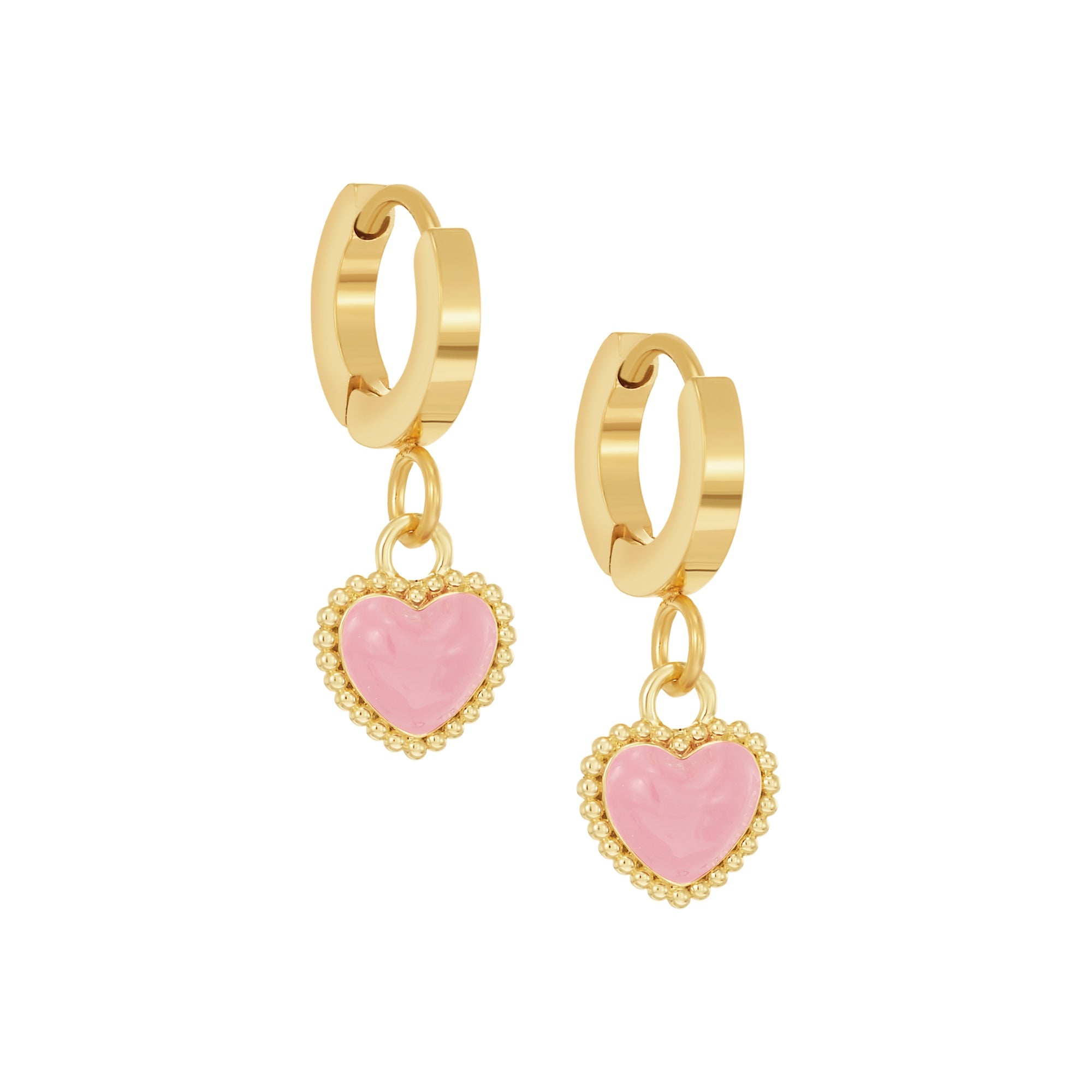 earring plain loop enamel puffed heart
