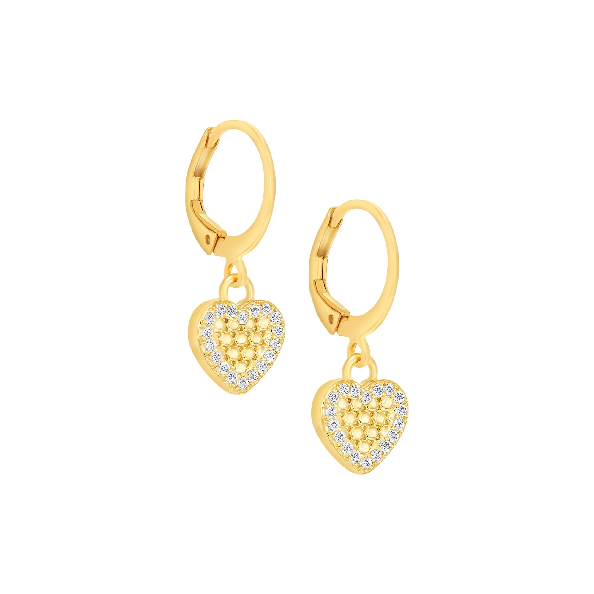 earring plain loop honeycomb heart