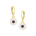 earring ball top sm cz filled mop flower