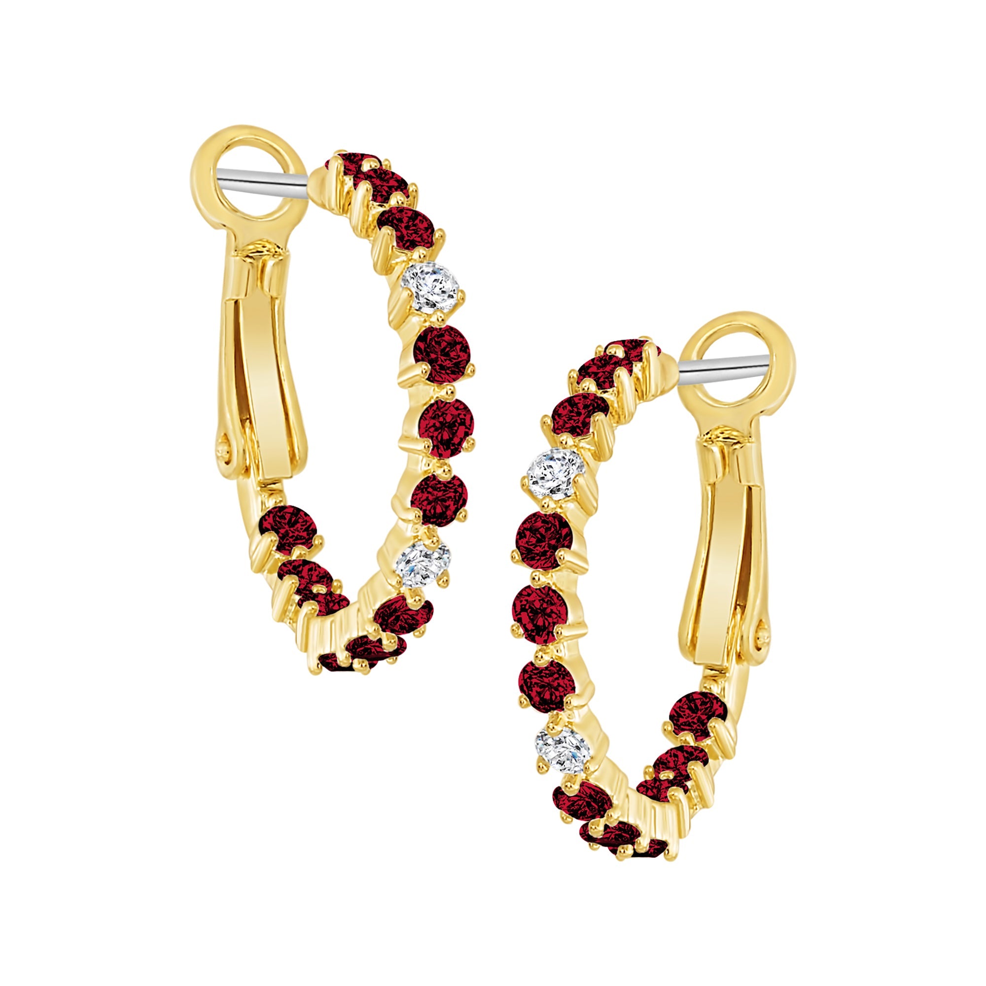 earring huggie three prong stone