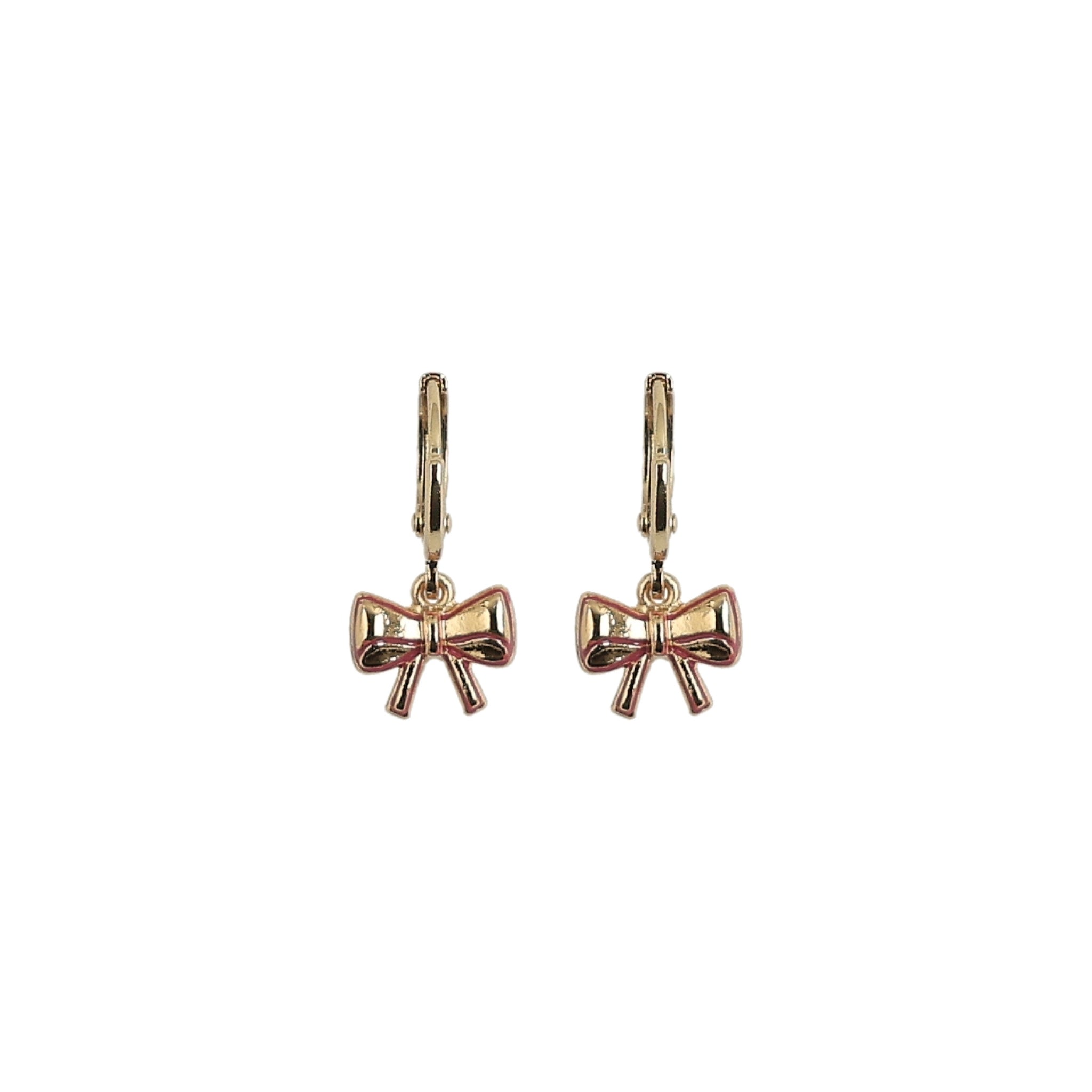 earring puffed gold bow