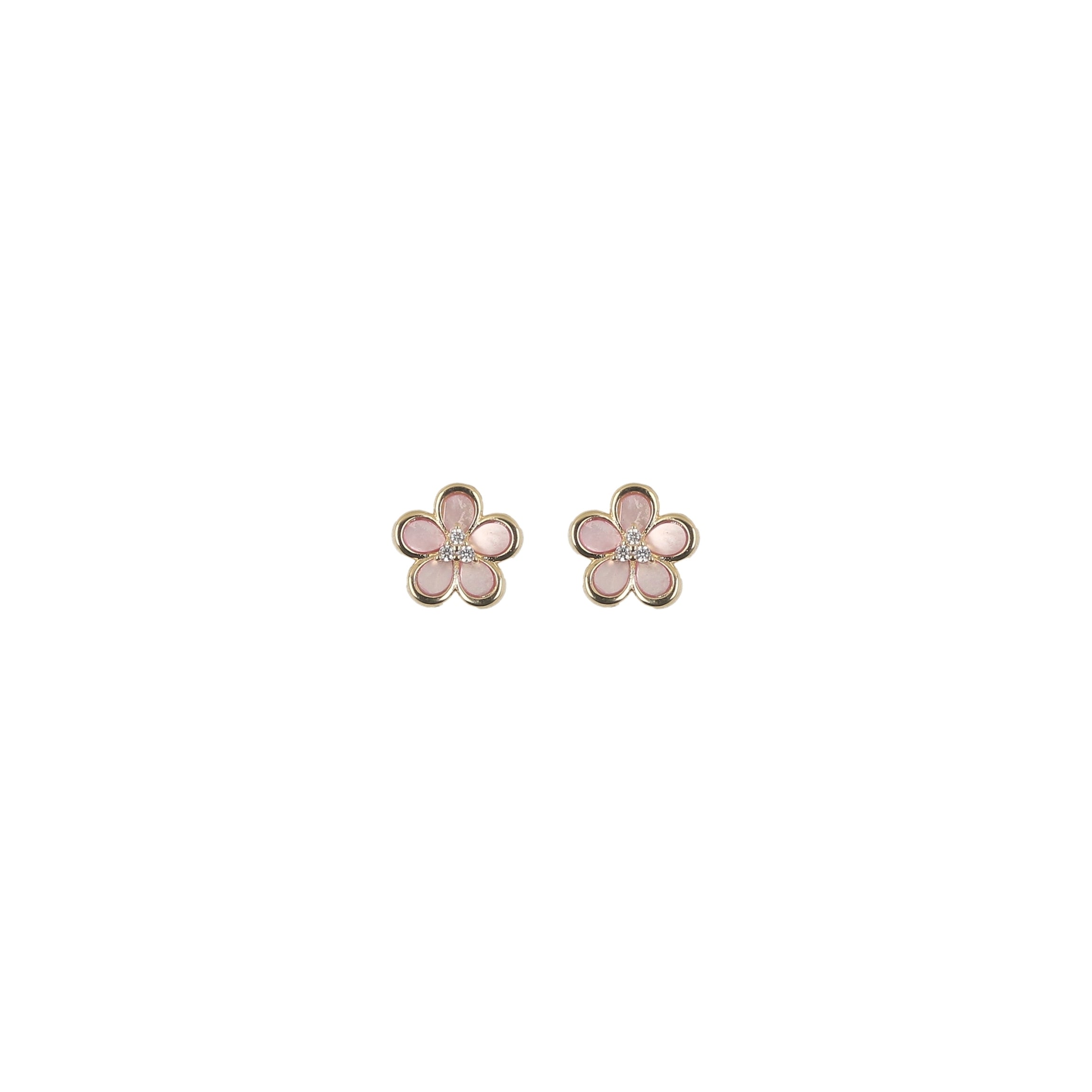 earring mother of pearl cz flower studs