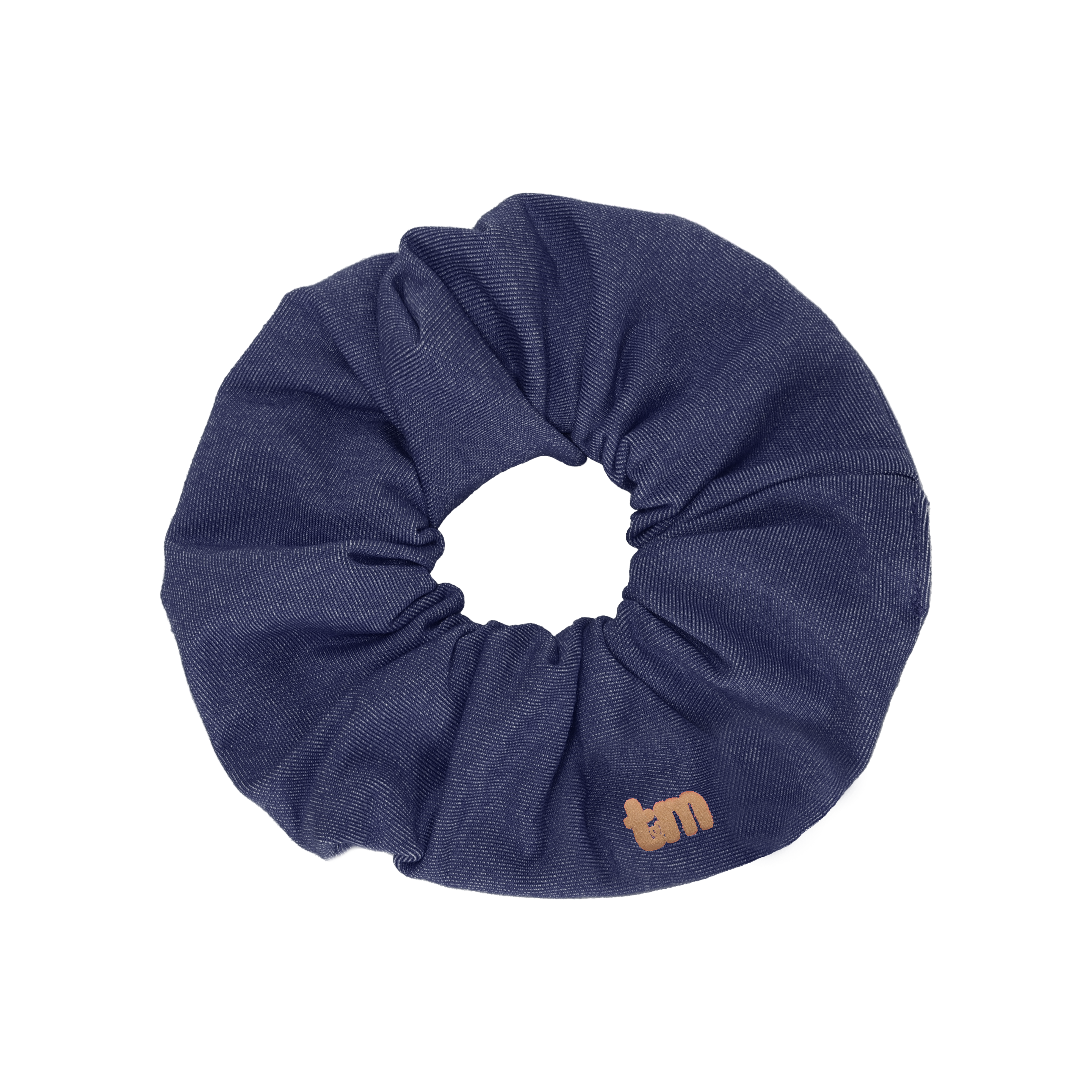 pony scrunchie denim luggage logo