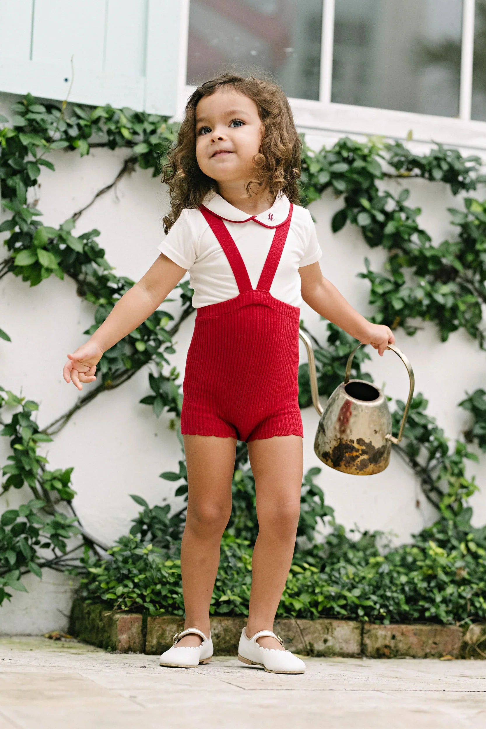 leggings ribbed knit scallop suspender shorts