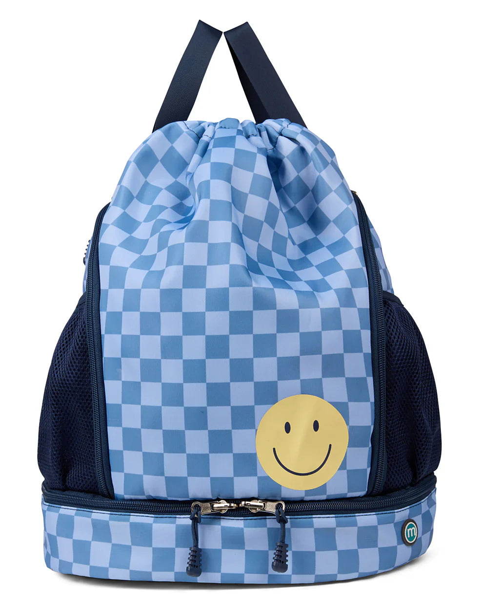 backpack smiley checkered drawstring