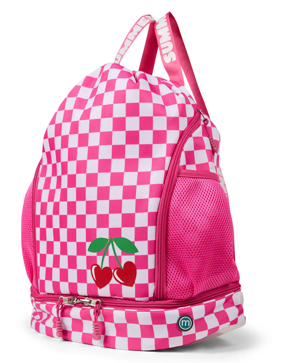 backpack heart cherries checkered